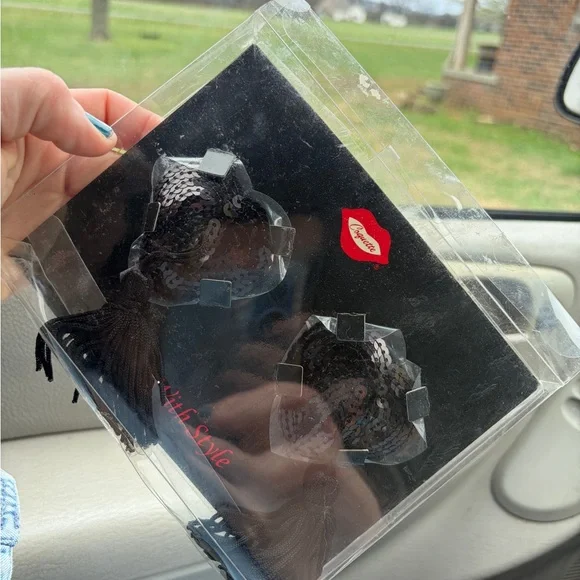 Coquette Black Sequin Tassel Pasties - Picture 3 of 4